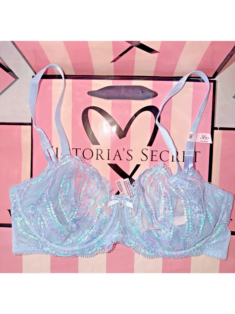 Victoria's Secret Bra Mermaid Sequin 34B W/Underwire